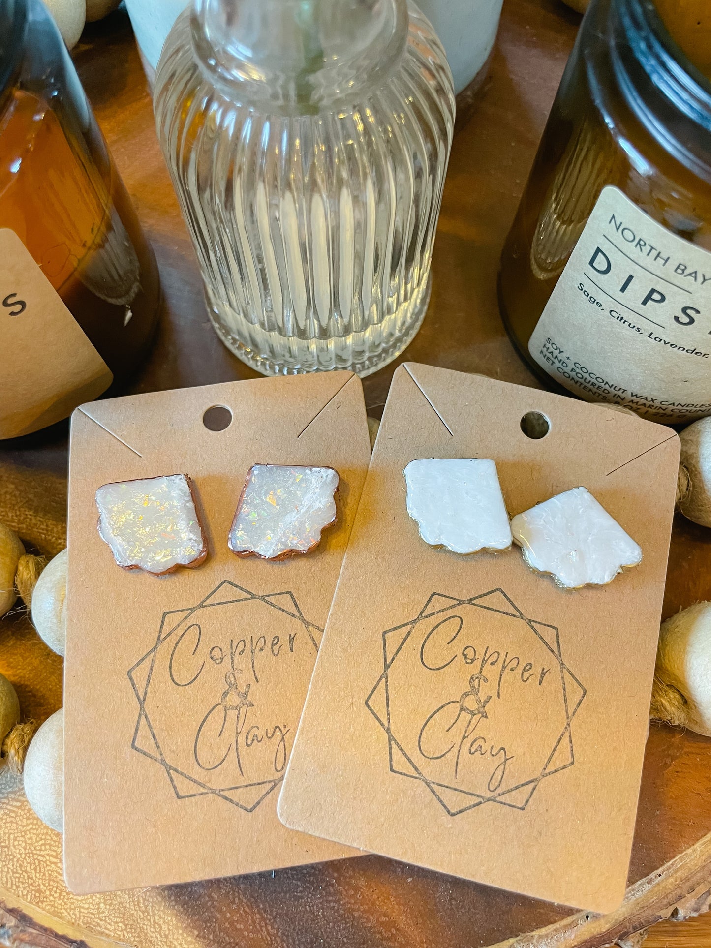 Raw Opal Scallop Stud