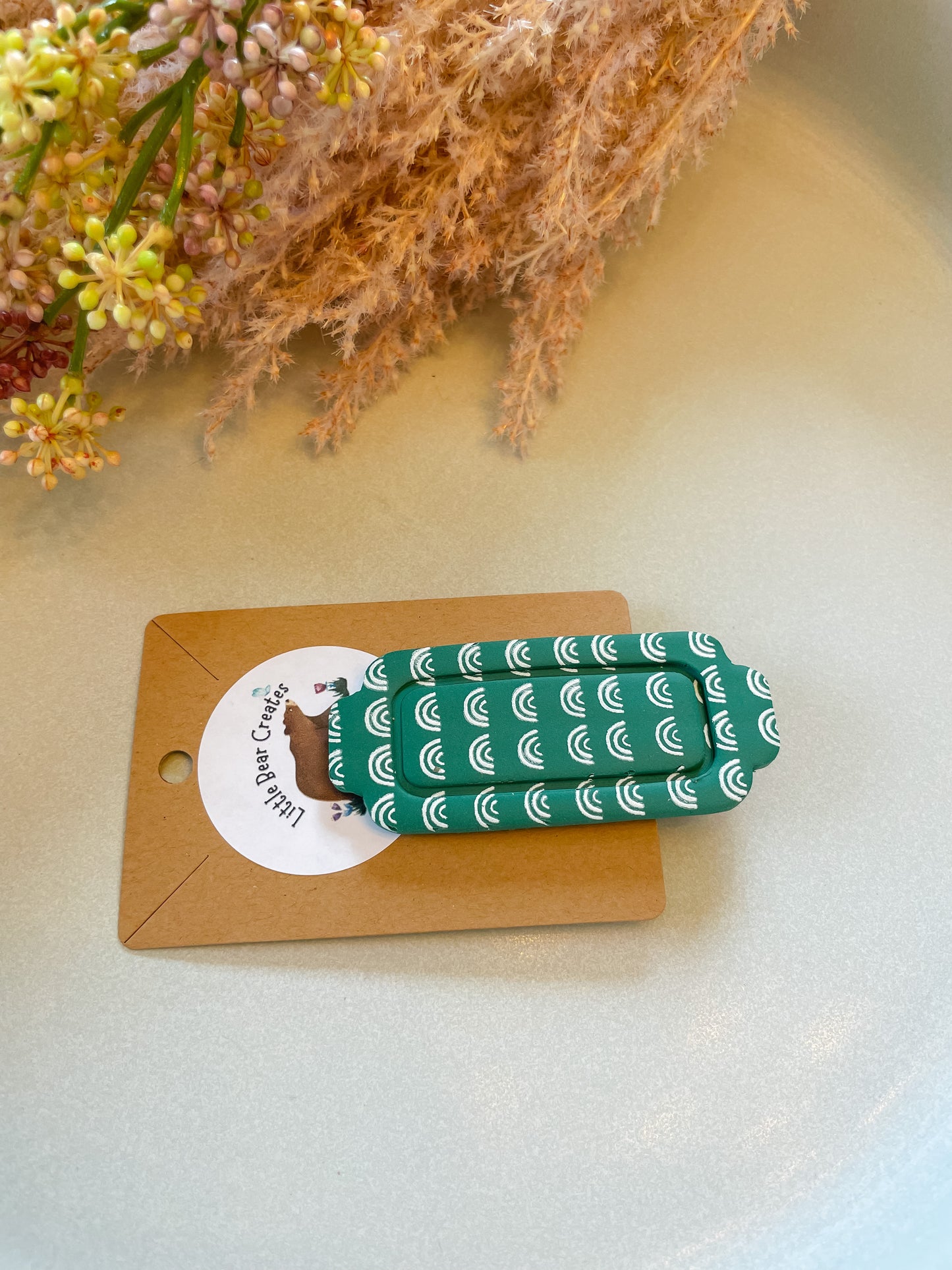 Large Emerald Rainbow Barrette