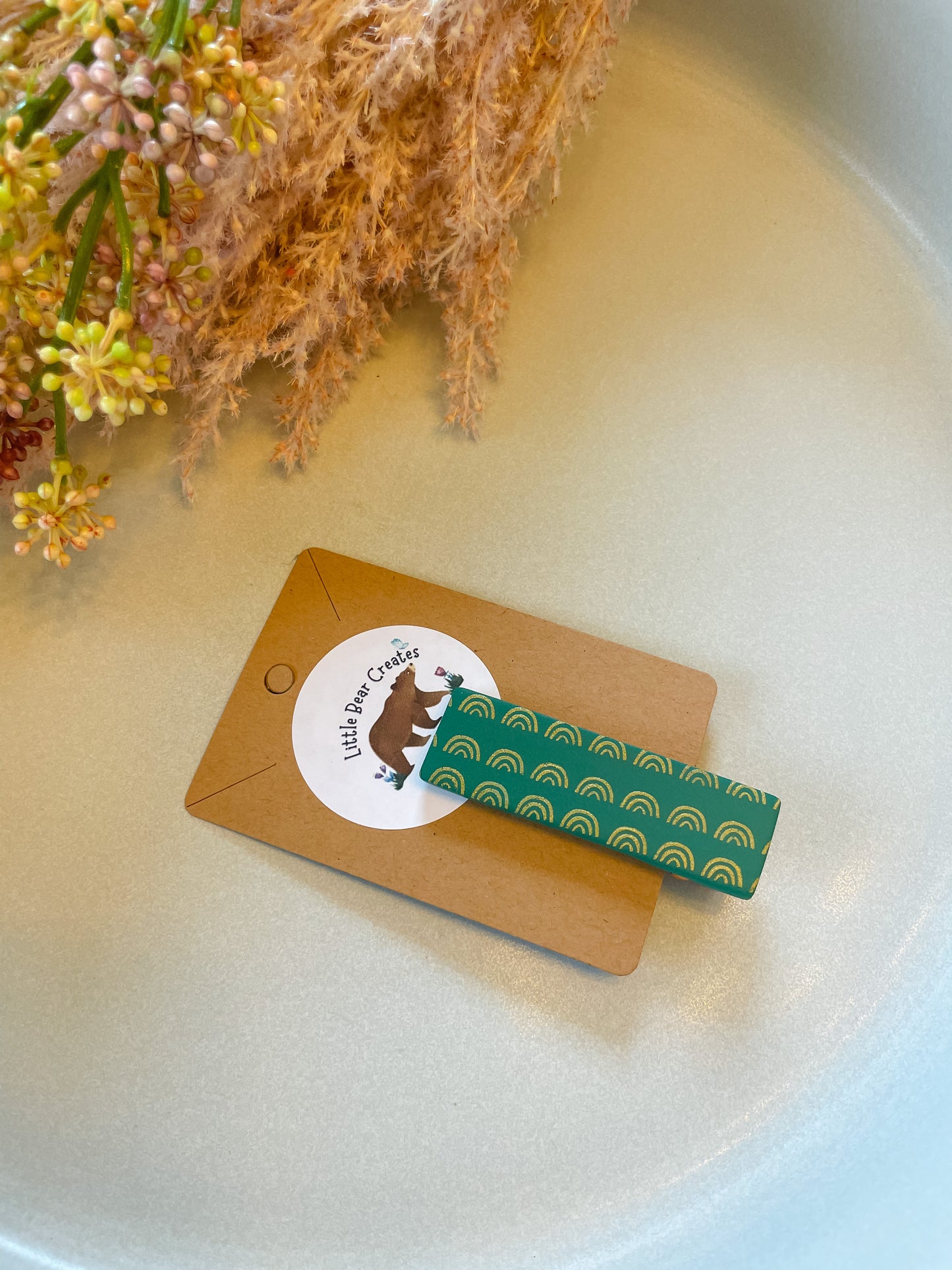 Medium Rectangle Emerald Hair Clip