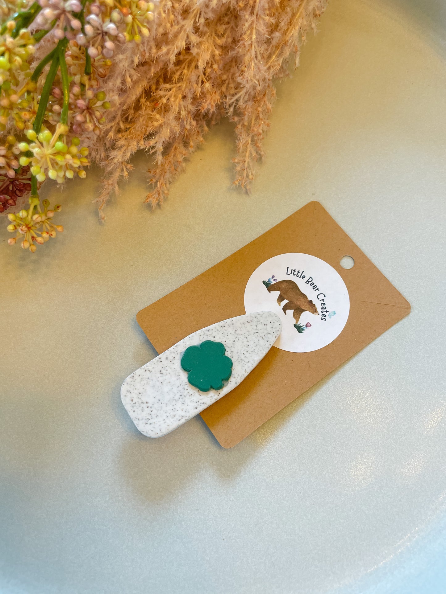 Medium Granite and Shamrock Barrette