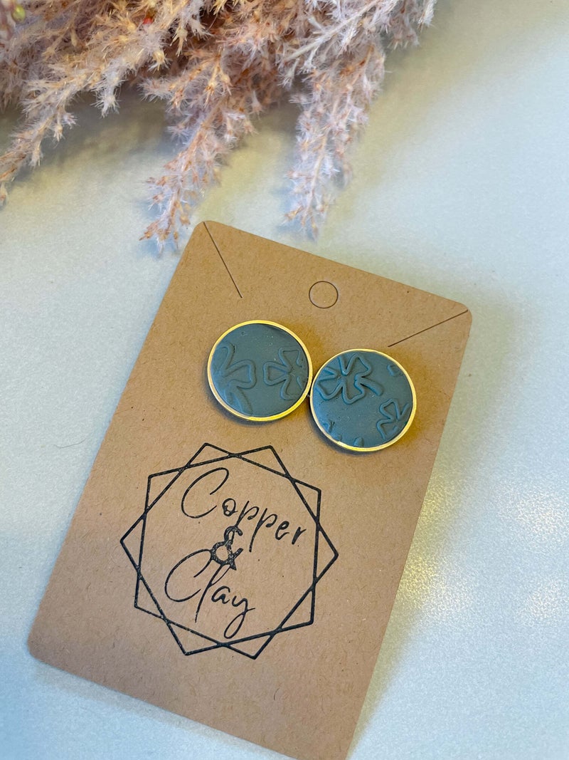 Sage Shamrock and Brass Stud