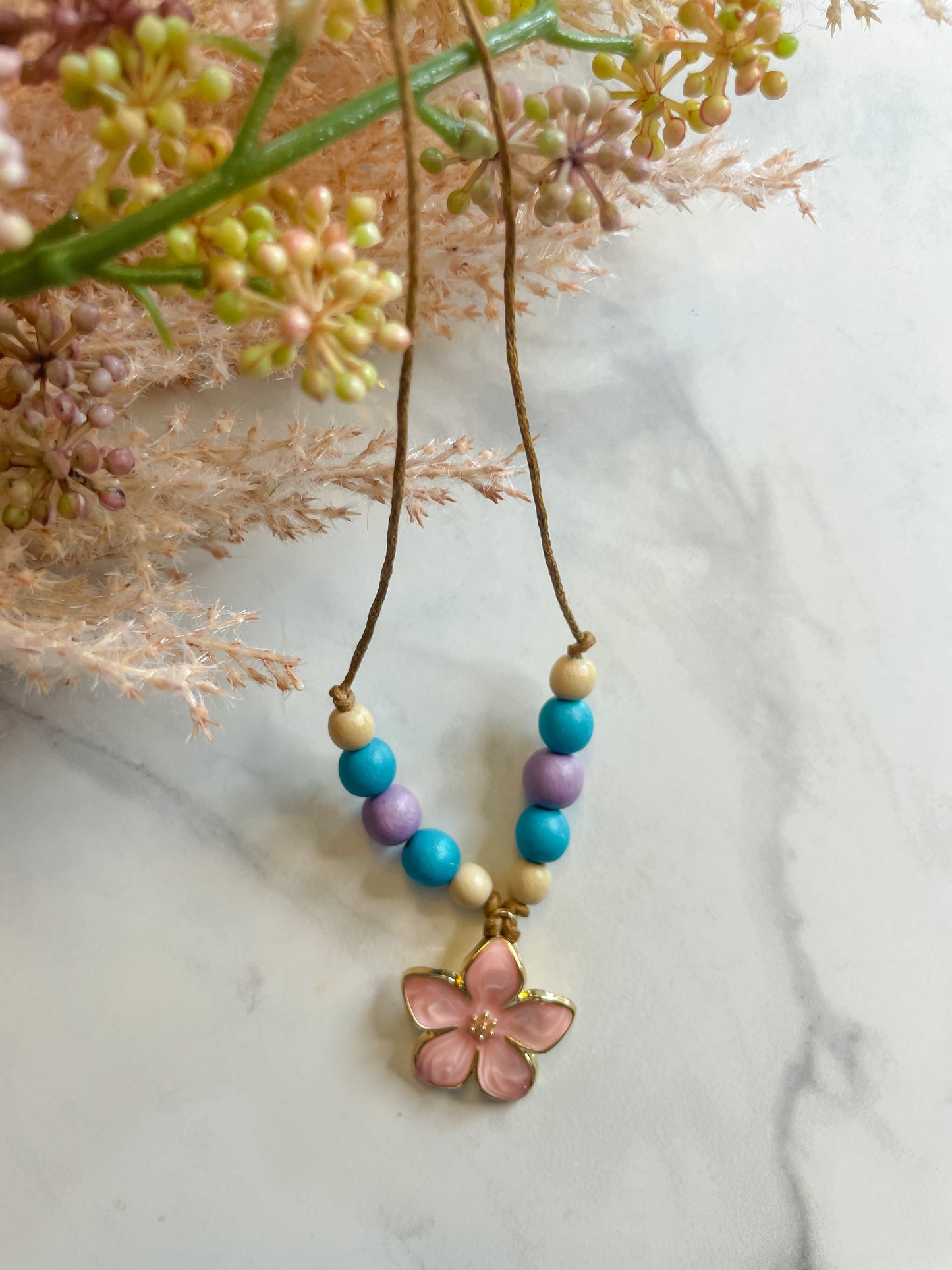 Everyday Necklace--Pink Flower
