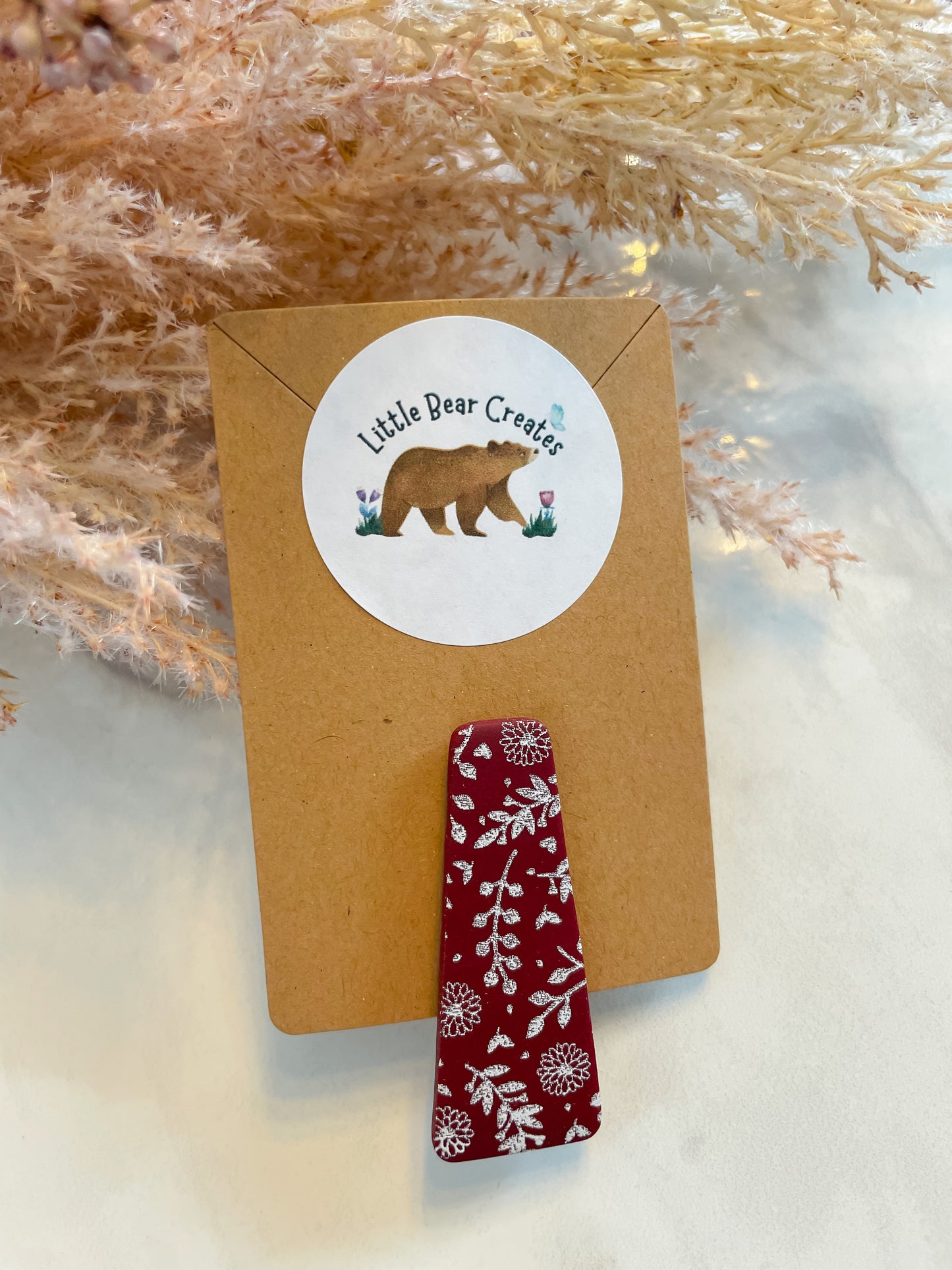 Small Red Velvet Floral Hair Clip