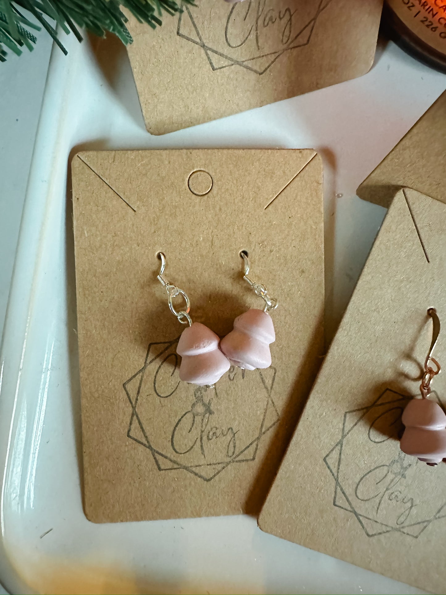 Tree Bead Drop Earring - Soft Pink
