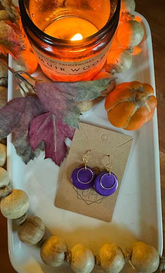 Purple and Gold Hoop Statement Earring