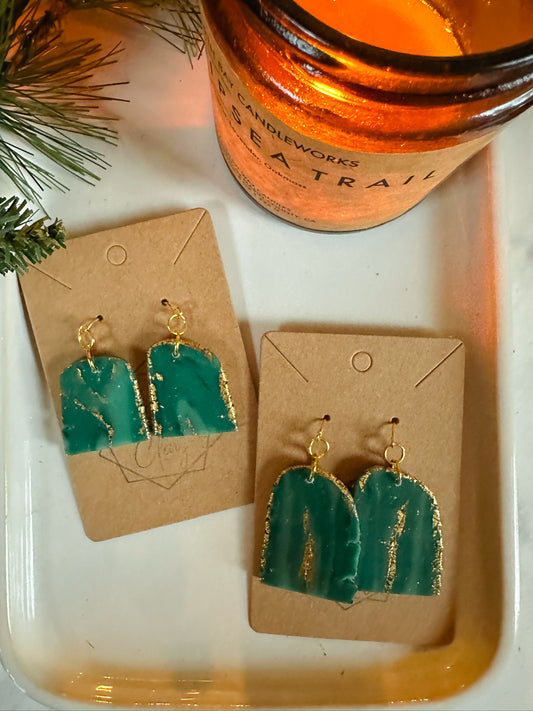 Winter Agate Slice Statement Earring - Turquoise