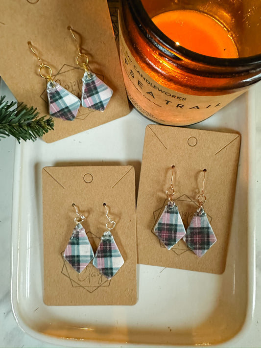 Holiday Plaid Drop Earring