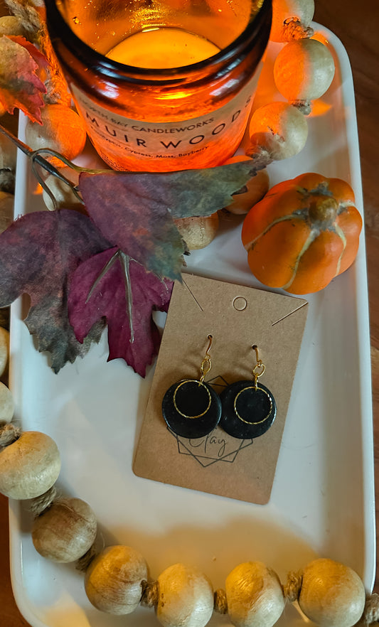 Black and Gold Hoop Statement Earring