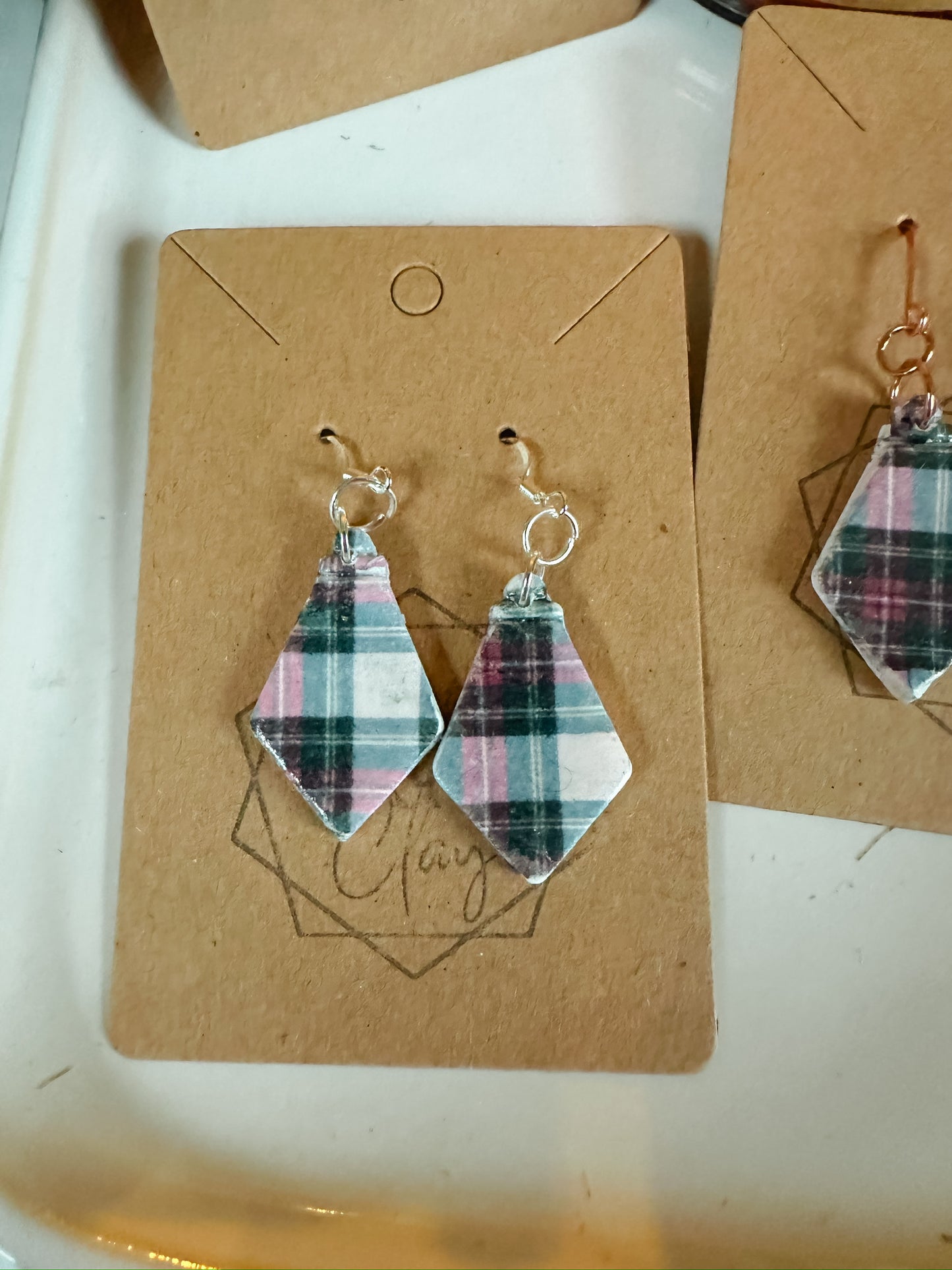 Holiday Plaid Drop Earring