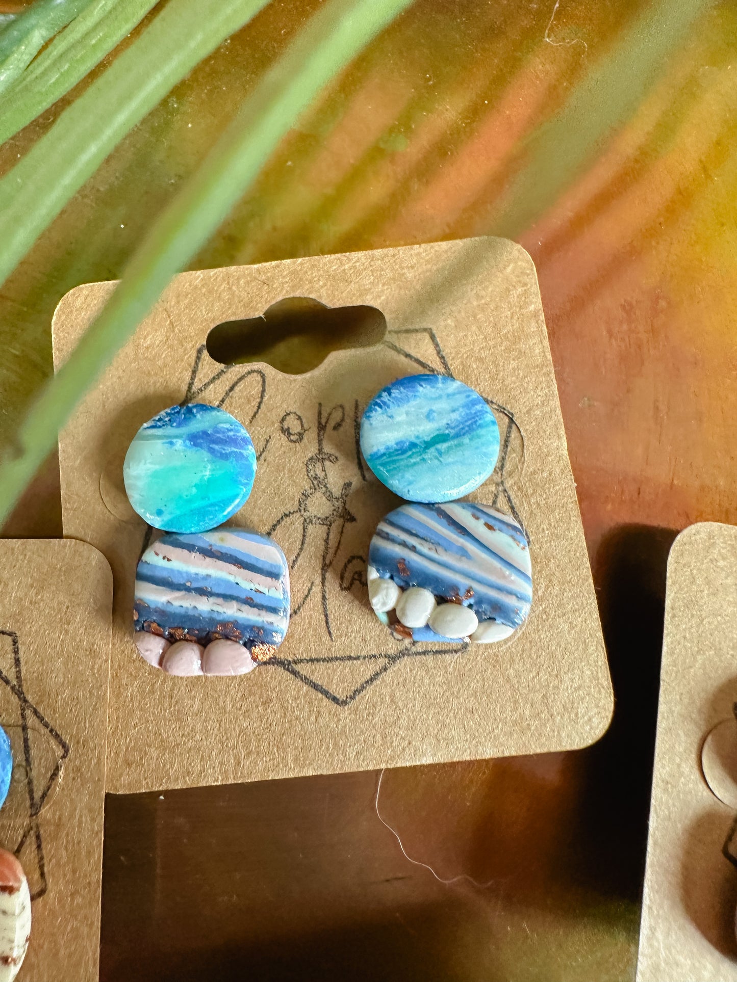 Ocean Agate and Ocean Tide Small Stud 2 Pack