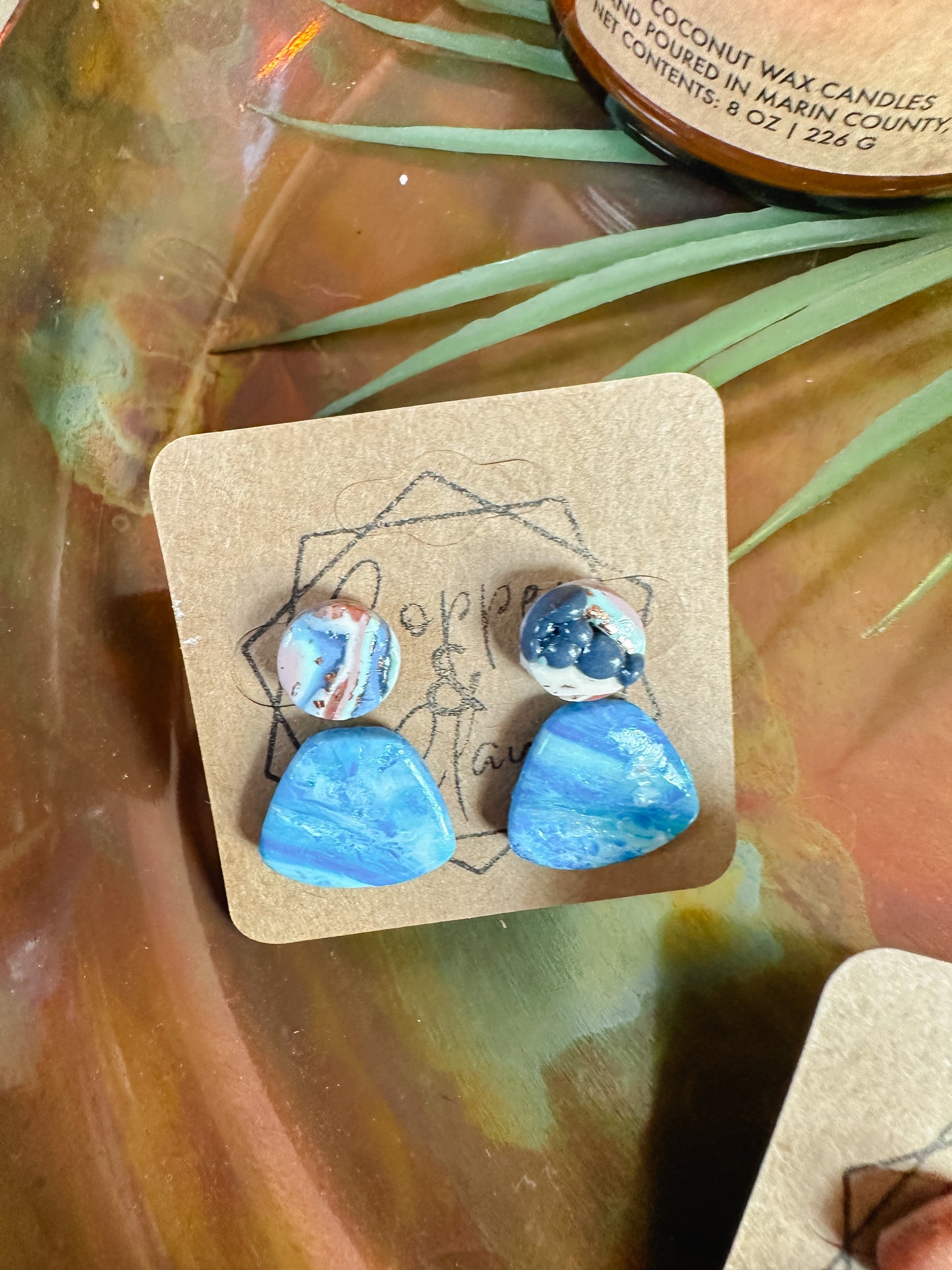 Ocean Tide and Agate Small Stud 2 Pack