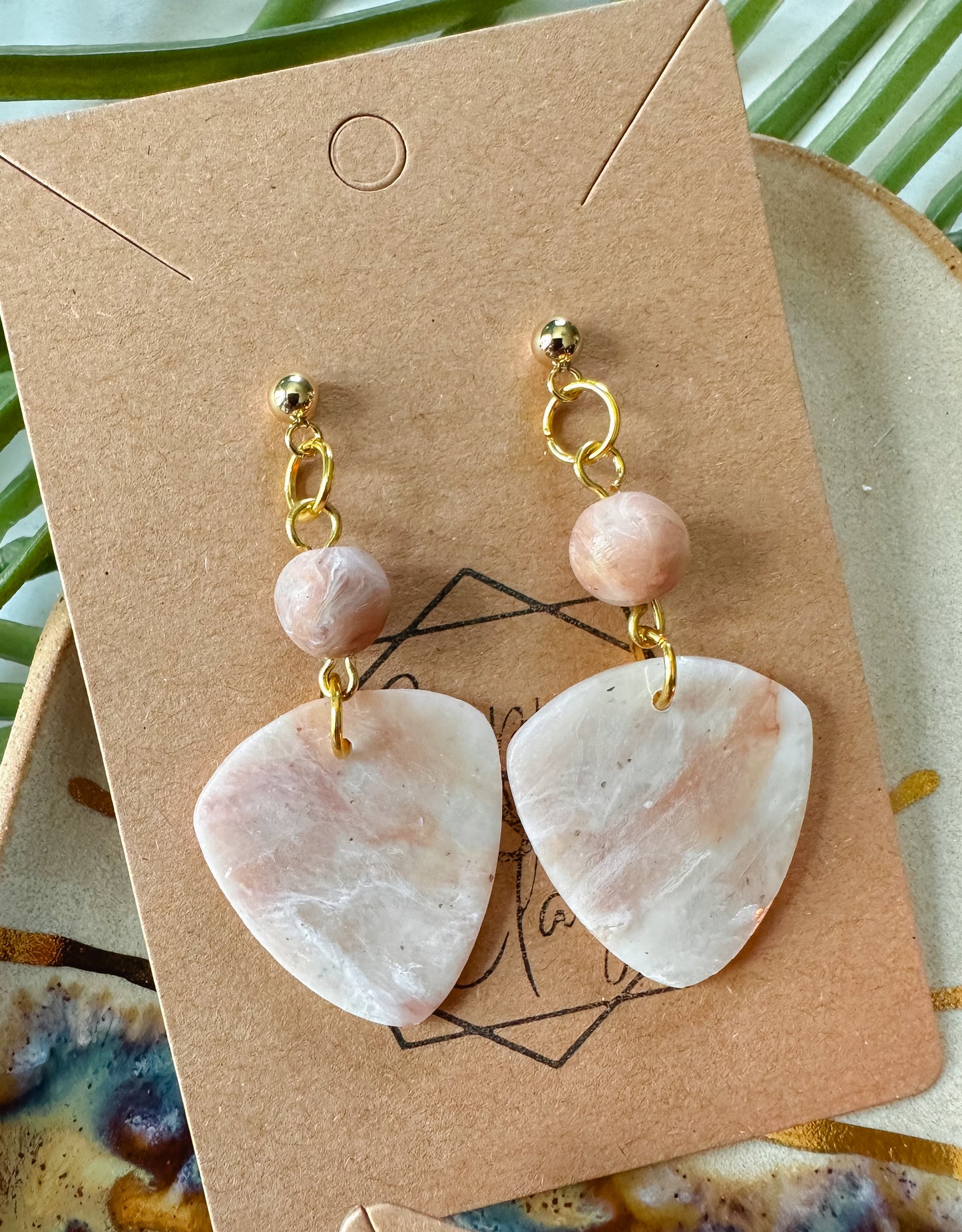 Rose Quartz Bead Statement Earring