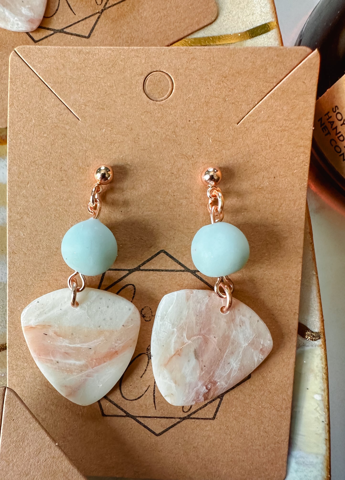 Rose Quartz Bead Statement Earring