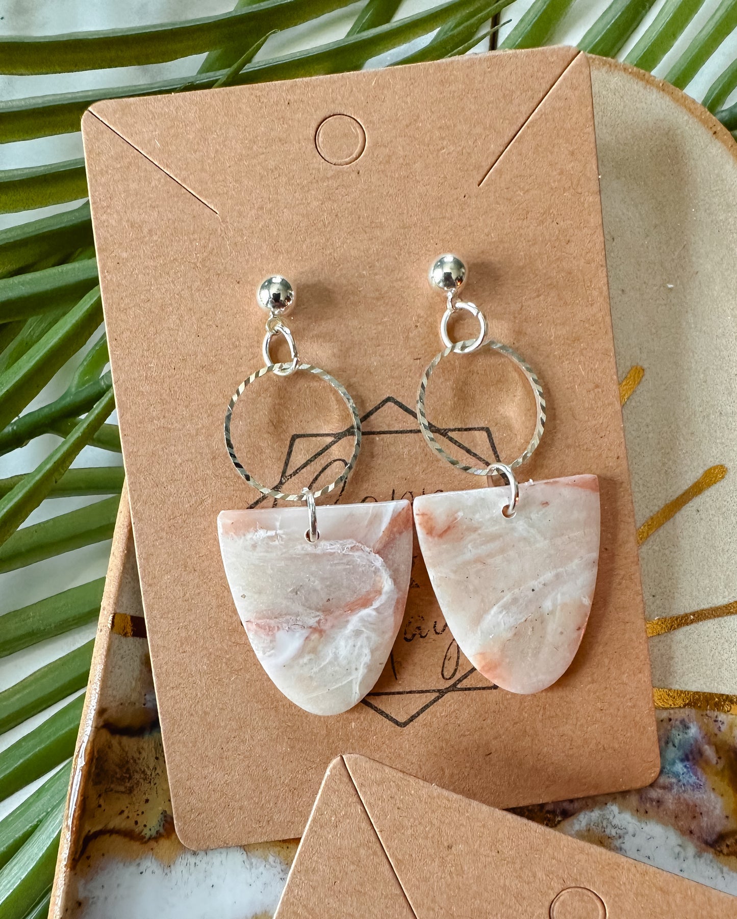 Rose Quartz Hoop Drop  Earring