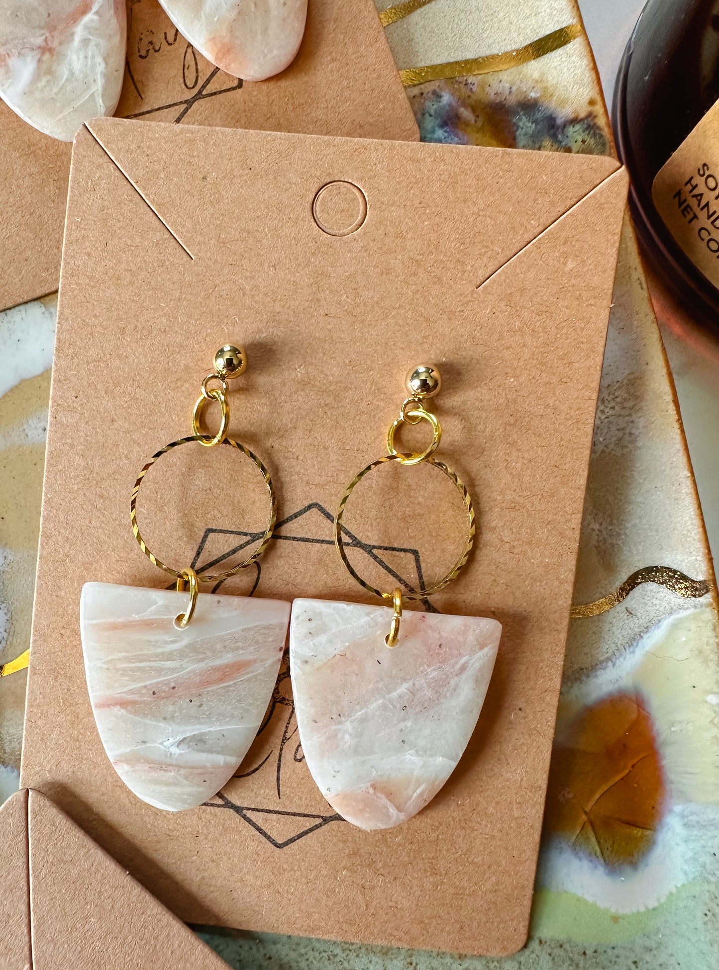 Rose Quartz Hoop Drop  Earring