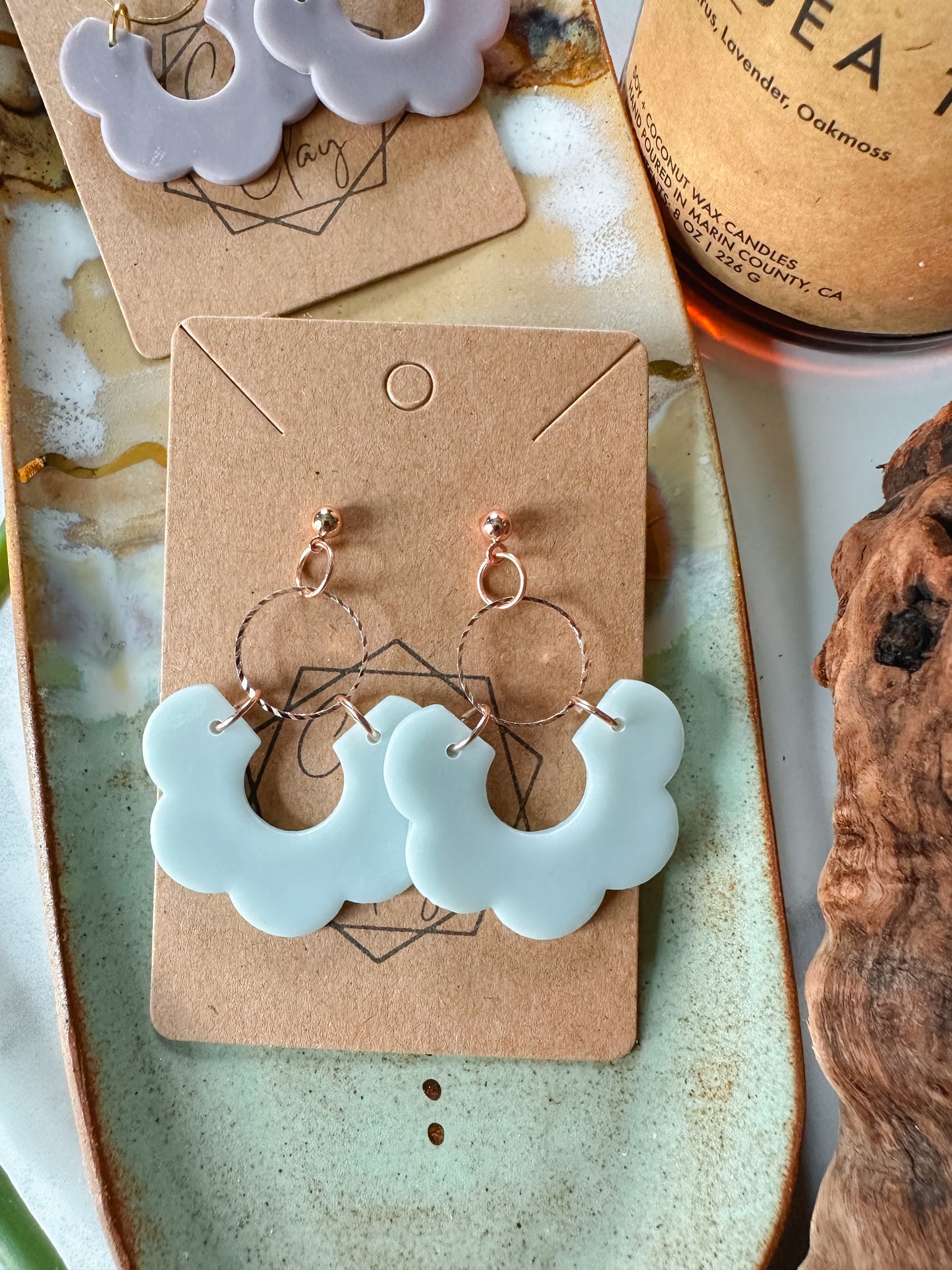 Sea Glass Hoop Statement Earring