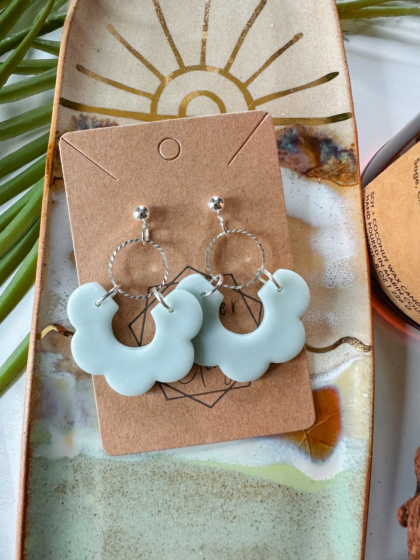 Sea Glass Hoop Statement Earring