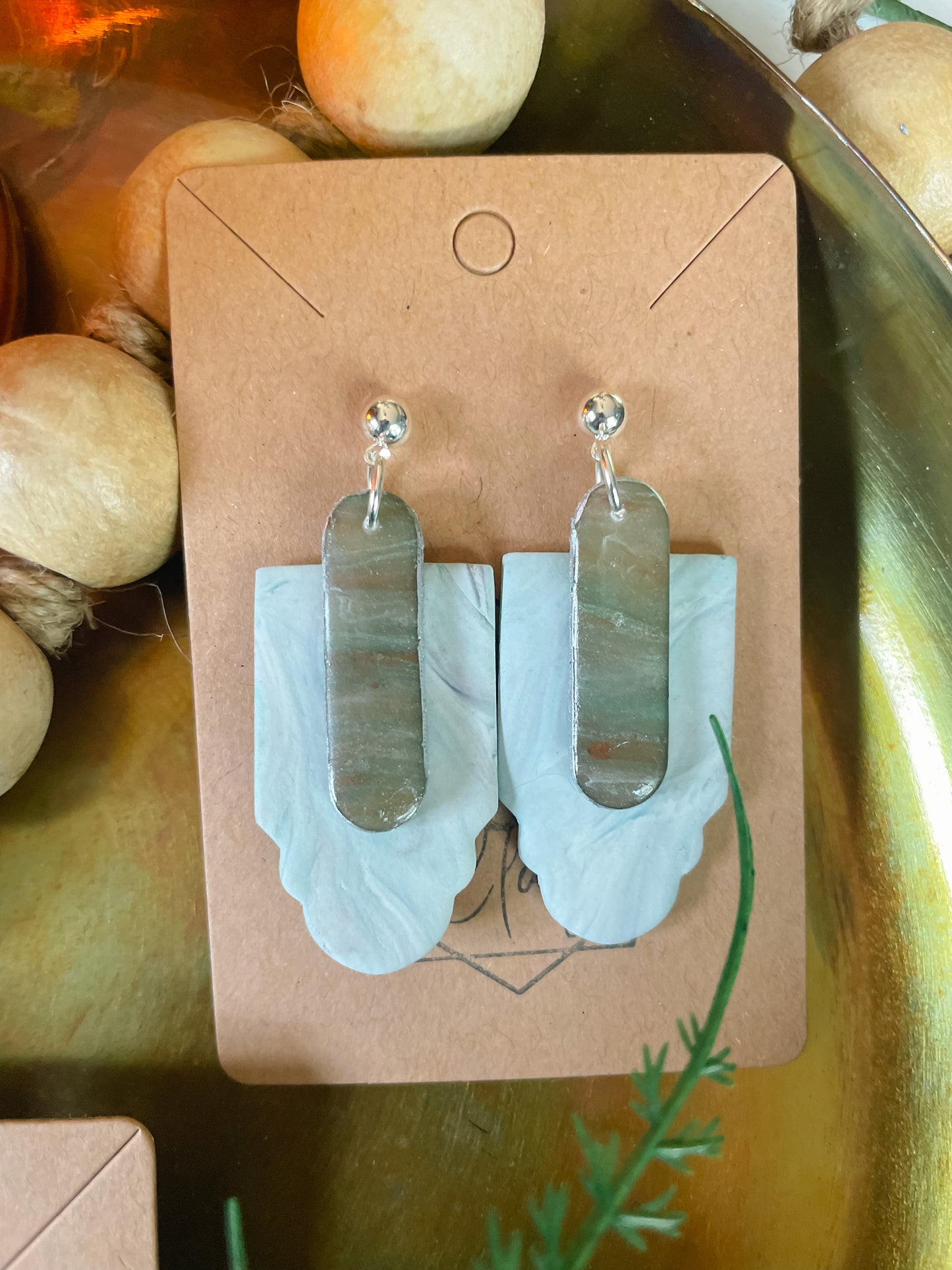 Faux Stone and Marble Statement Earring