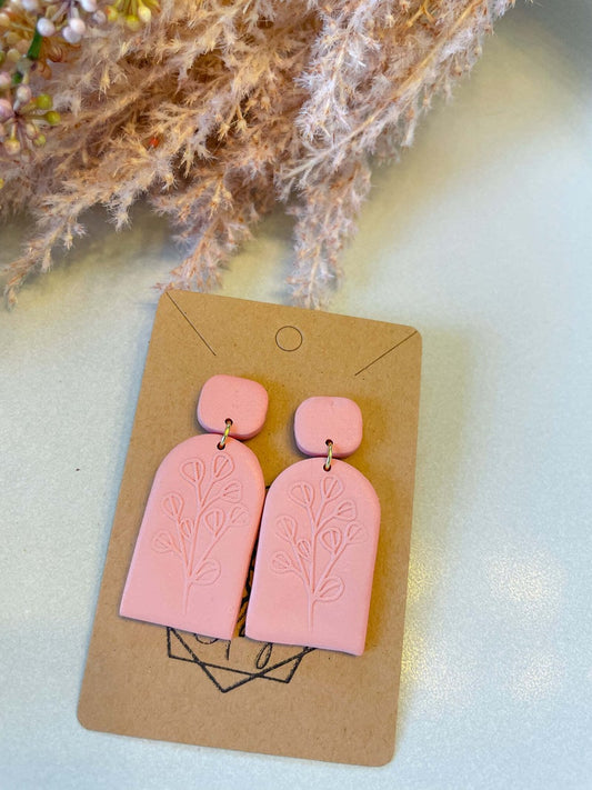 Coral Blush Shimmer Botanical Statment Earring