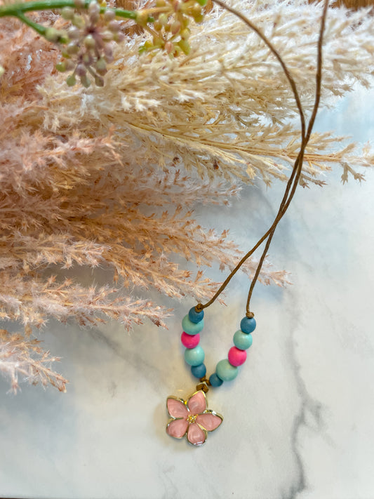 Everyday Necklace--Pink Flower