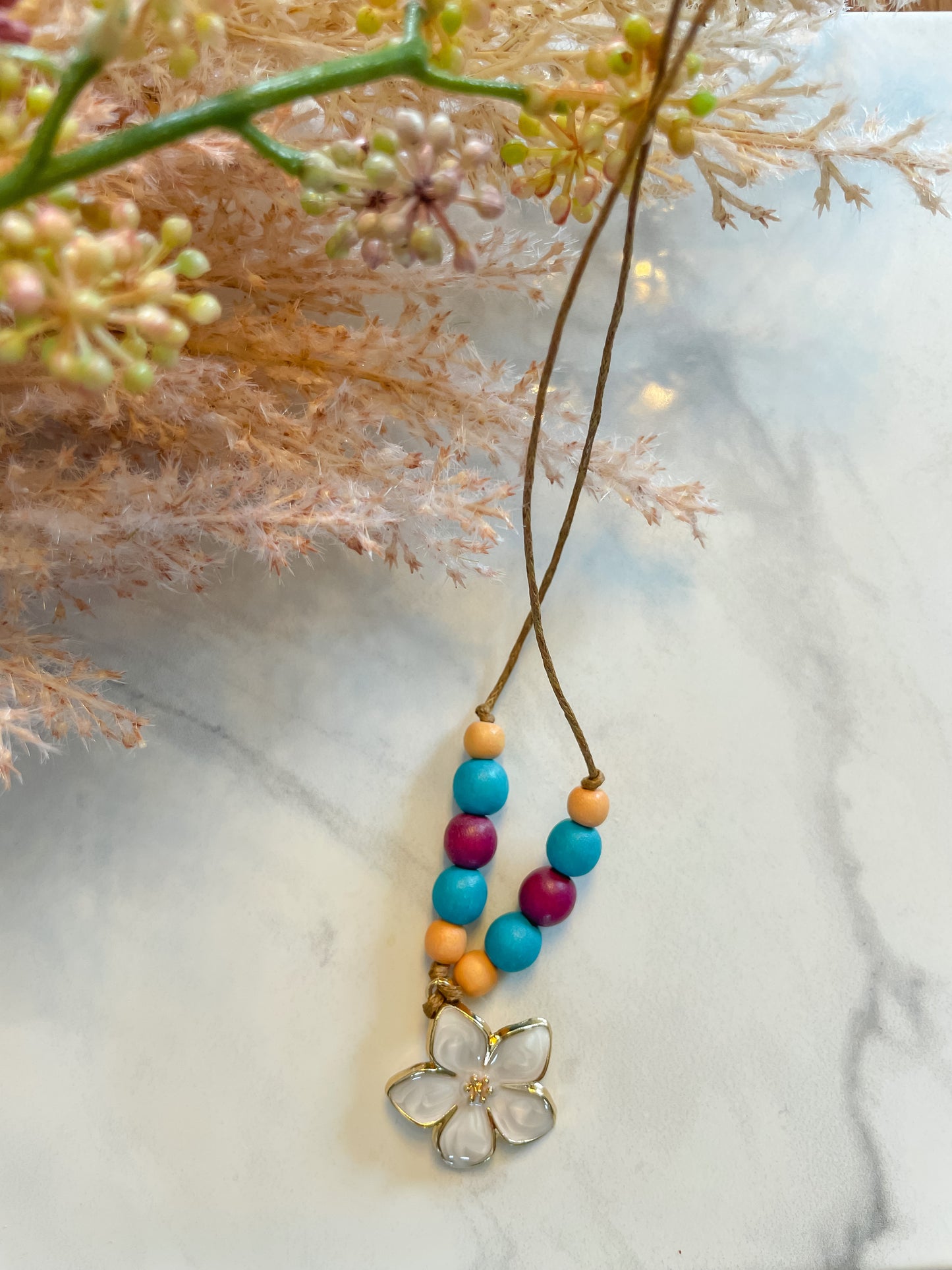 Everyday Necklace--White Flower