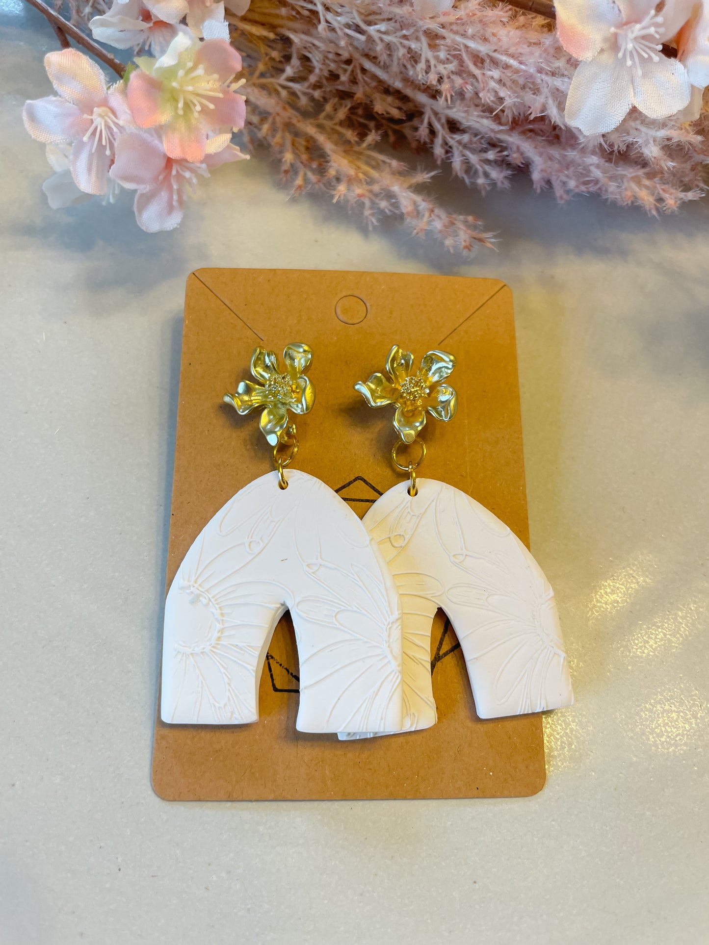 White Pointed Arch Statement Earring